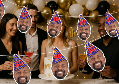 30th Birthday Banner – Funny Personalised Face Garland – “Hot Since 1995” Custom Photo Banner – Milestone Birthday Decoration for Adults