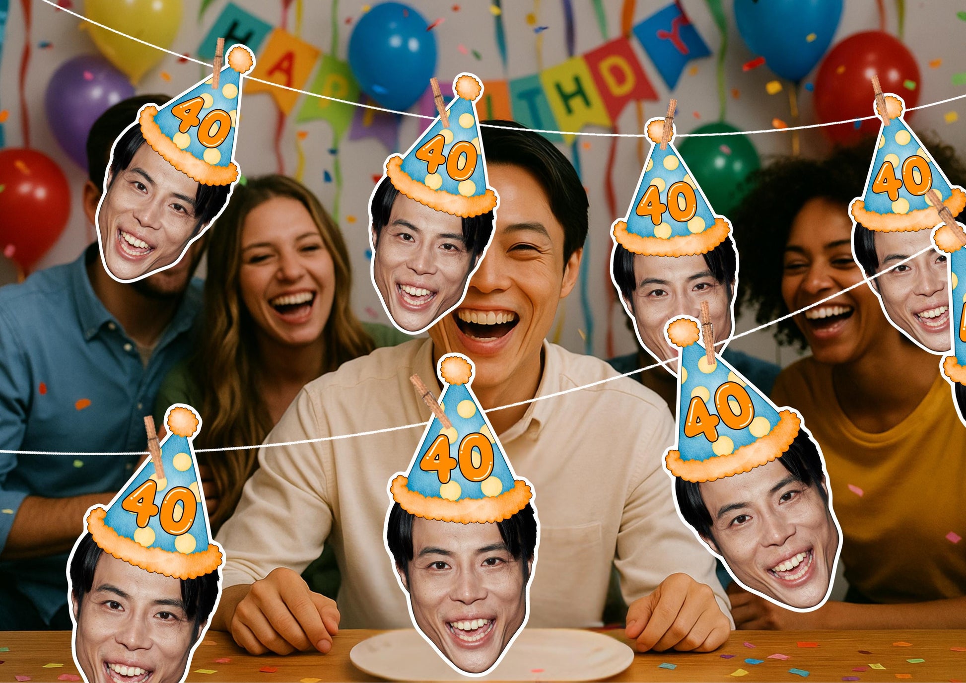 30th Birthday Banner – Funny Personalised Face Garland – “Hot Since 1995” Custom Photo Banner – Milestone Birthday Decoration for Adults