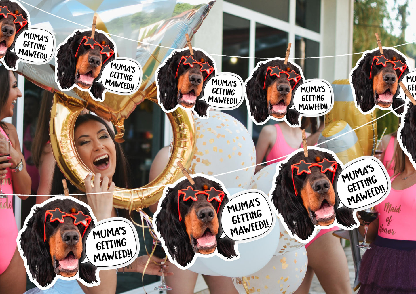 Bridal Shower Banner – Personalised Face Garland – Funny Photo Banner for Hen Party or Wedding Shower – Custom Bride & Friends Decoration