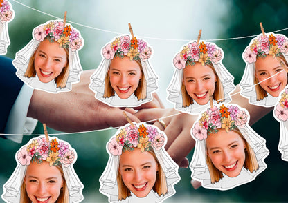 Bridal Shower Banner – Personalised Face Garland – Funny Photo Banner for Hen Party or Wedding Shower – Custom Bride & Friends Decoration