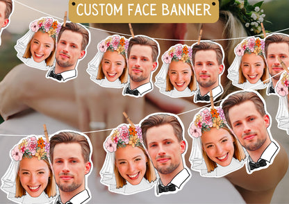 Custom Wedding Romantic Banner | Personalised Bride & Groom Garland | Engagement, Bridal Shower, Anniversary and Valentines Photo Decoration