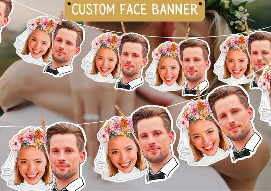 Custom Wedding Romantic Banner | Personalised Bride & Groom Garland | Engagement, Bridal Shower, Anniversary and Valentines Photo Decoration