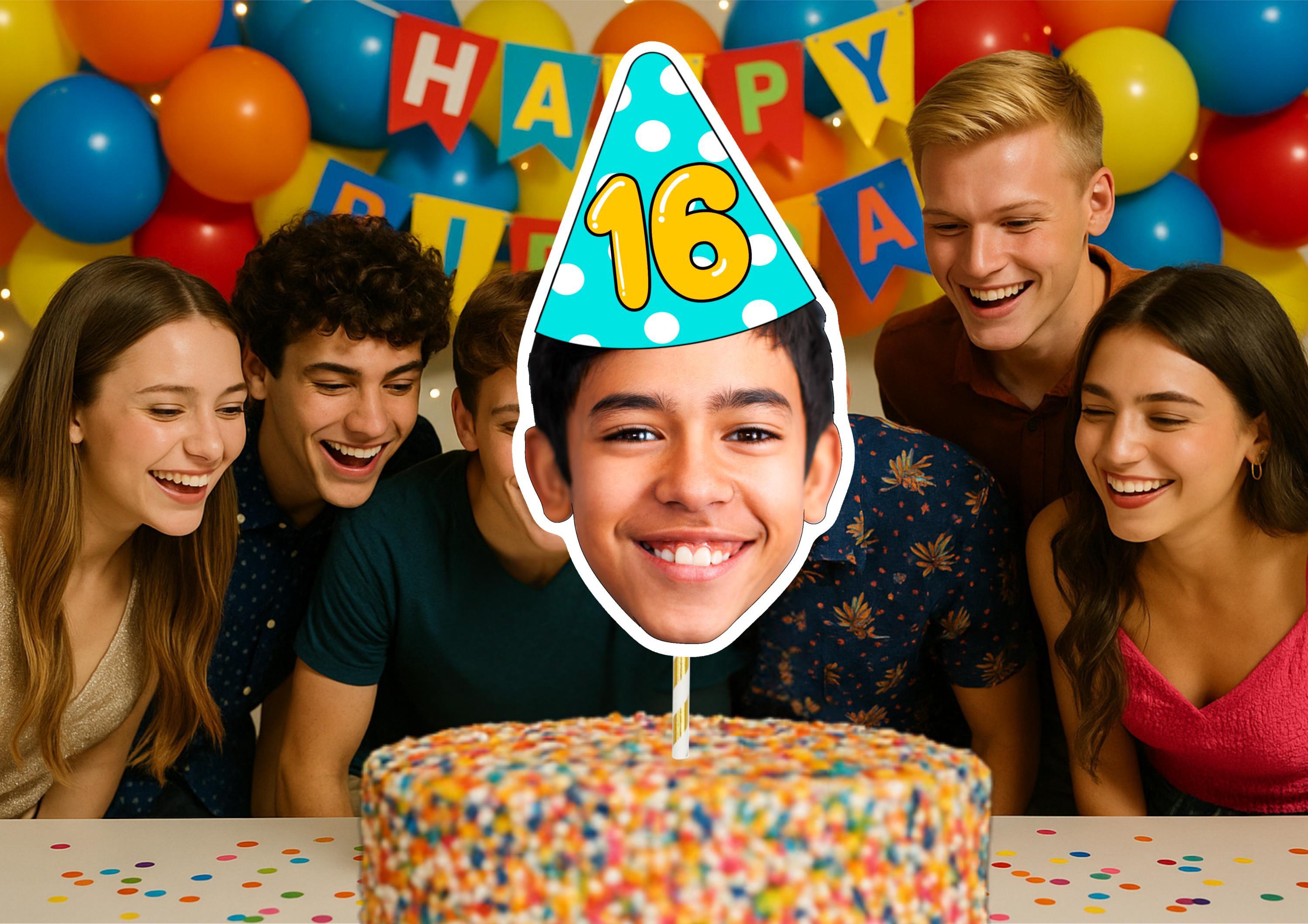 18th Birthday Cake Topper – Custom Face Photo Cake Decoration – Personalised 18th Party Supplies – Funny Photo Cake Props