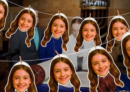 Bar Mitzvah Banner – Personalised Face Garland – Custom Photo Banner for Bat Mitzvah Celebration – Funny Party Decoration for Teens & Family