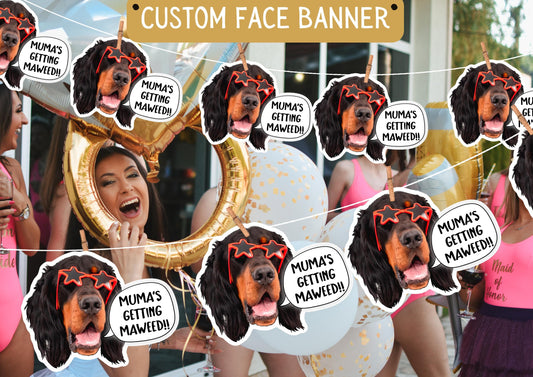 Pet Wedding Banner – Personalised Dog or Cat Face Garland – Custom Photo Wedding Decoration – Funny Pet Wedding or Engagement Party Banner