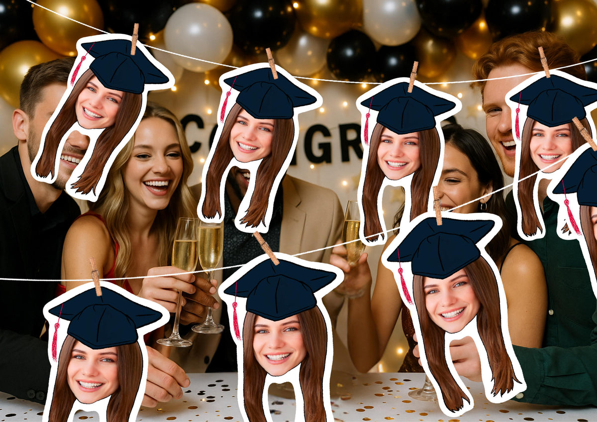 Personalised Graduation Photo Banner: Custom Face Garland for University Celebration & School Party Decor