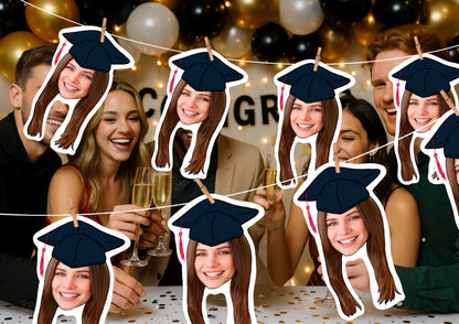 Personalised Graduation Photo Banner: Custom Face Garland for University Celebration & School Party Decor