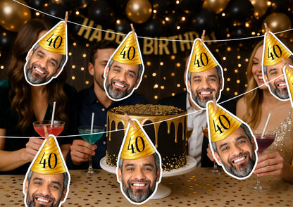 Personalised Office Party Photo Banner: Custom Face Garland for Retirement, Promotion, Farewell Celebration