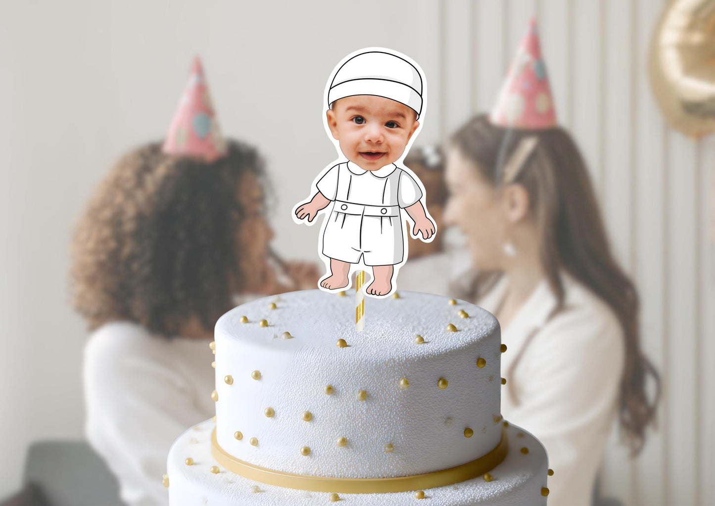 Baptism Cake Topper – Personalised Christening Face cake – Custom Baby Photo - Religious Fun Party Decoration and Decor