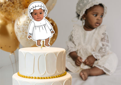 Baptism Cake Topper – Personalised Christening Face cake – Custom Baby Photo - Religious Fun Party Decoration and Decor
