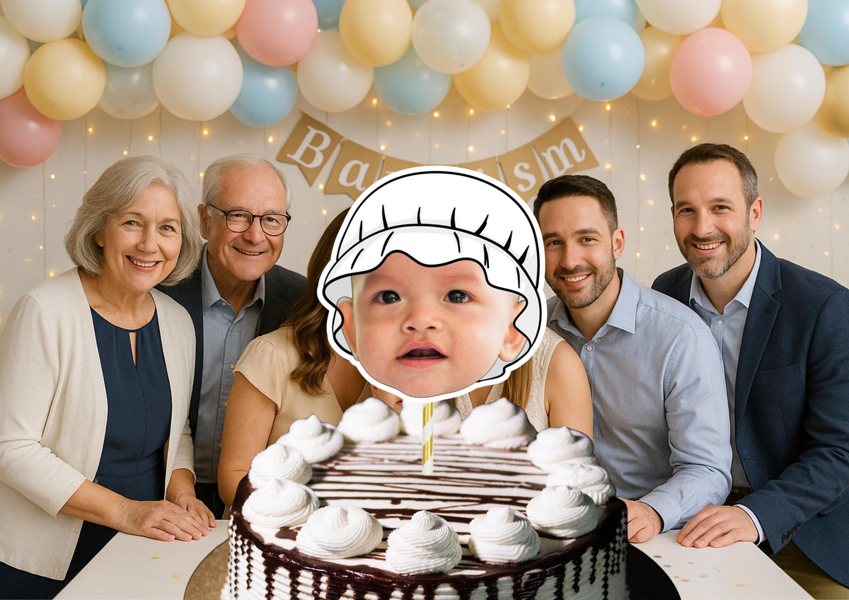 Baptism Cake Topper – Personalised Christening Face cake – Custom Baby Photo - Religious Fun Party Decoration and Decor