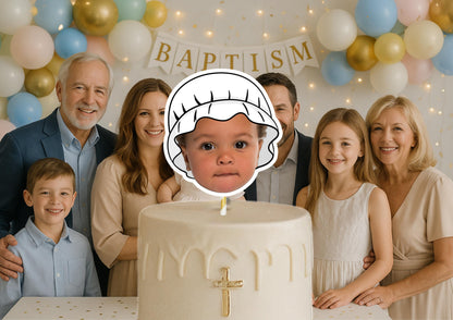 Baptism Cake Topper – Personalised Christening Face cake – Custom Baby Photo - Religious Fun Party Decoration and Decor
