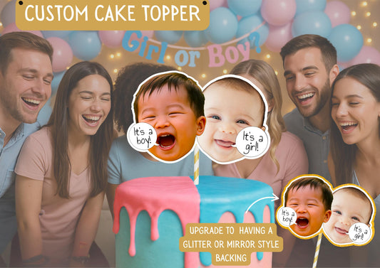 Custom Baby Scan Cake Topper | Personalised Face Garland | Baby Shower, Gender Reveal, Christening and First Birthday Photo Decoration