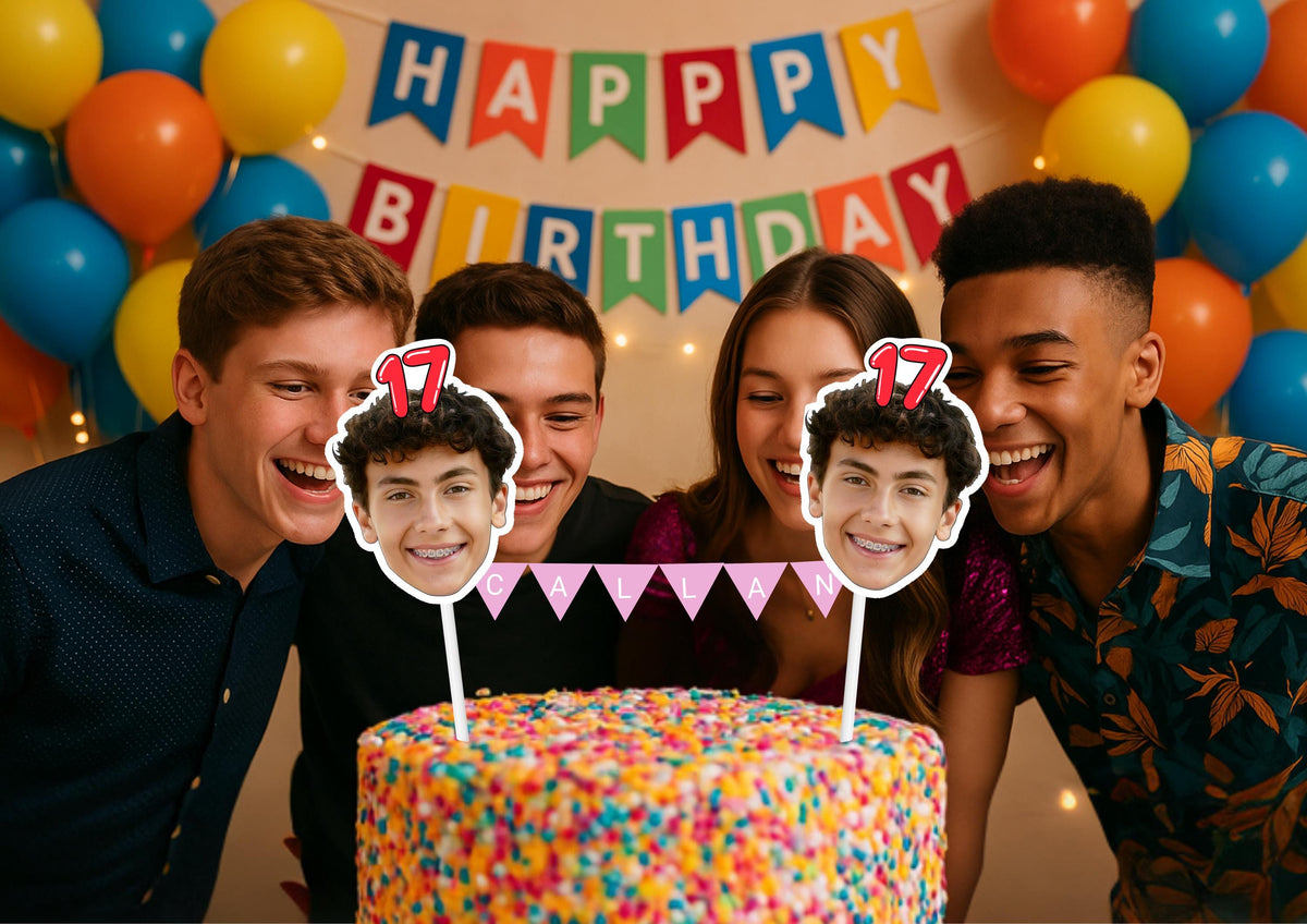 Personalized 18th Birthday Cake Topper: Custom Face & Name Bunting for Milestone Celebration