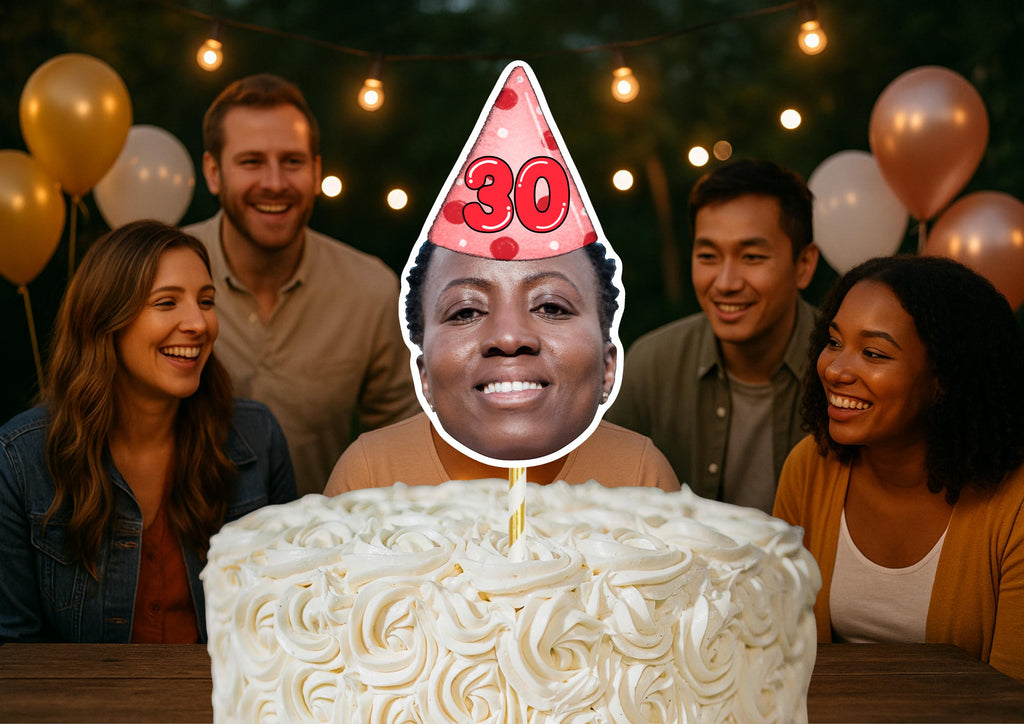 30th Birthday Cake Topper – Custom Face Photo Cake Decoration – Personalised 30th Party Supplies – Funny Birthday Cake Props
