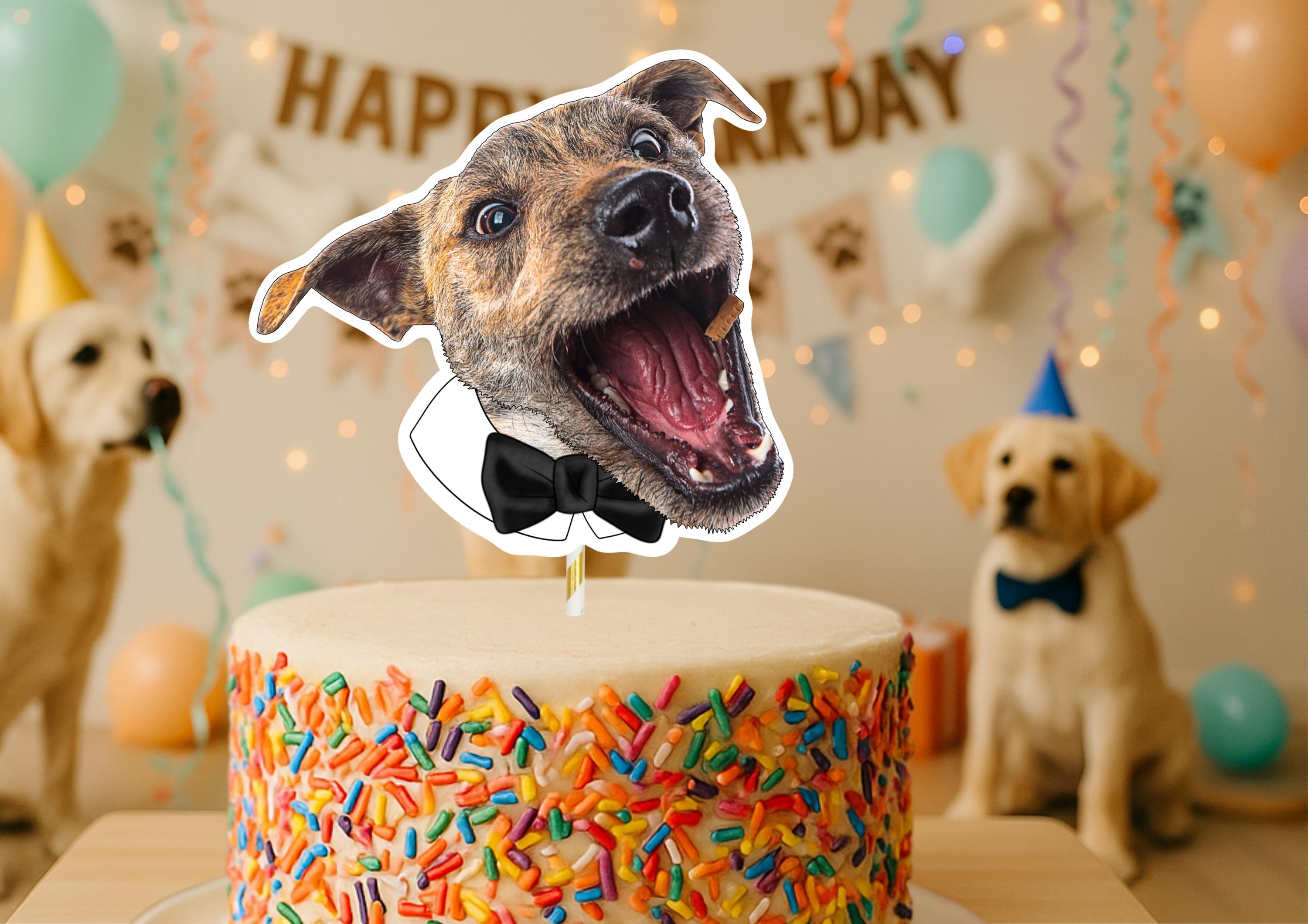Pet Wedding Cake Topper – Custom Dog or Cat Face Cake Decoration – Personalised Pet Wedding Party Supplies – Funny Bride & Groom Cake Props