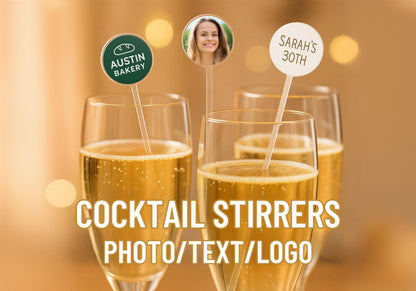 Personalised Wedding Cocktail Stirrers | Custom Face, Logo, or Text | Mr and Mrs Drink Stirrers | Unique Reception and Bar Decor