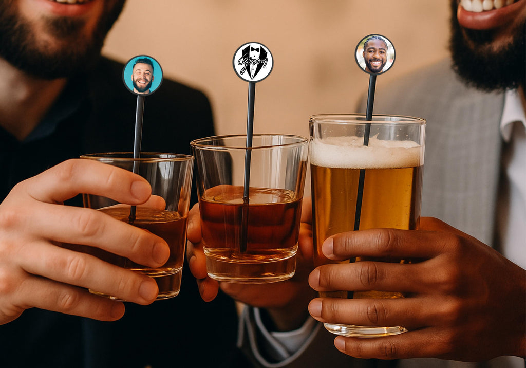 New Year’s Eve Cocktail Stirrers | Personalised Face, Logo or Text | Party Drink Stirrers for Countdown Celebrations | One/Double-Sided