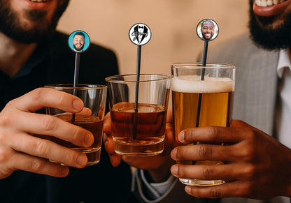New Year’s Eve Cocktail Stirrers | Personalised Face, Logo or Text | Party Drink Stirrers for Countdown Celebrations | One/Double-Sided