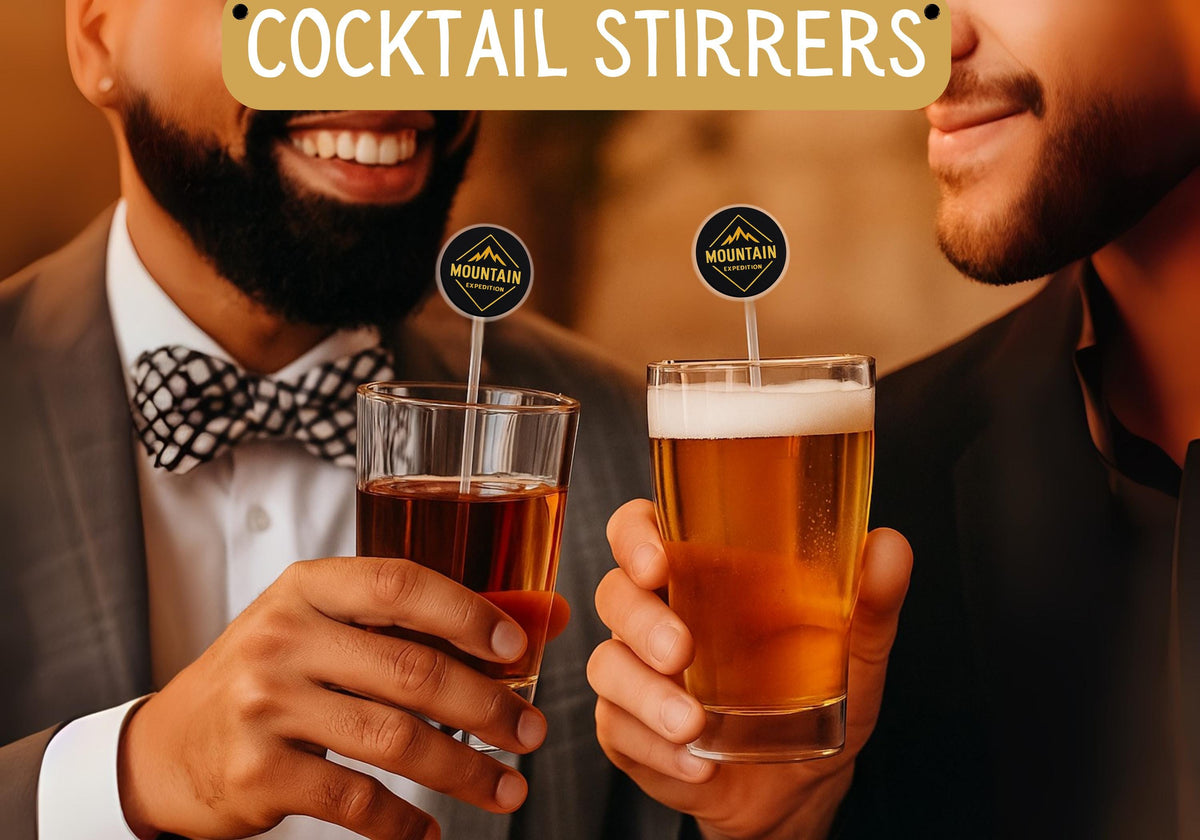 Corporate Cocktail Stirrers | Custom Logo, Text or Event Branding | Business Party Drink Stirrers | One-Sided or Double-Sided