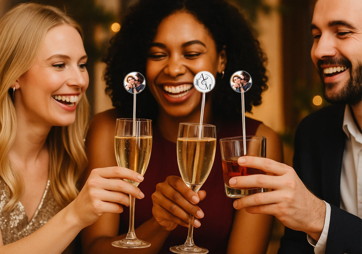 Hen Party Cocktail Stirrers | Custom Face, Logo or Text | Stag Do Drink Stirrers | Funny Personalised Party Accessories | One/Double-Sided