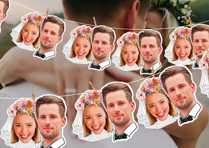 Bridal Shower Banner – Personalised Face Garland – Funny Photo Banner for Hen Party or Wedding Shower – Custom Bride & Friends Decoration