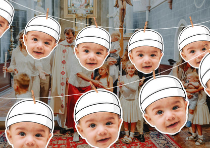Baptism photo Banner | Personalised Christening Face Garland | Custom Baby art | Religious Fun Party Decoration and Decor
