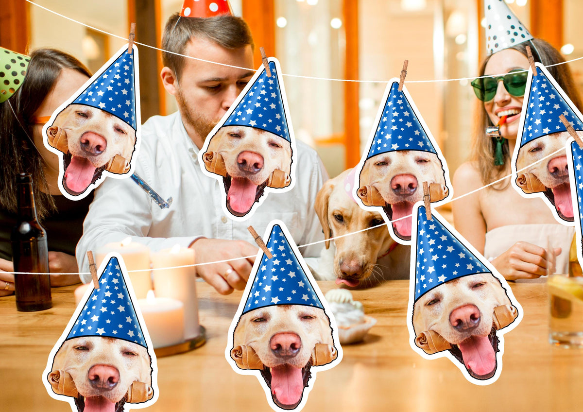Personalised Pet Photo Garland: Custom Dog or Cat Face Banner for Birthdays, Parties & Home Decor