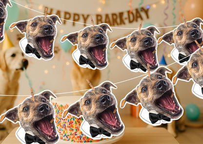 Pet Wedding Banner – Personalised Dog or Cat Face Garland – Custom Photo Wedding Decoration – Funny Pet Wedding or Engagement Party Banner