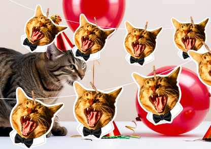 Pet Wedding Banner – Personalised Dog or Cat Face Garland – Custom Photo Wedding Decoration – Funny Pet Wedding or Engagement Party Banner