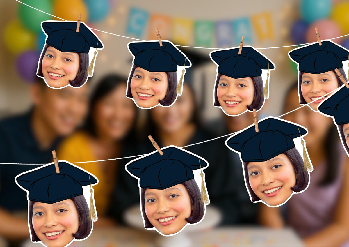 Personalised Graduation Photo Banner: Custom Face Garland for University Celebration & School Party Decor