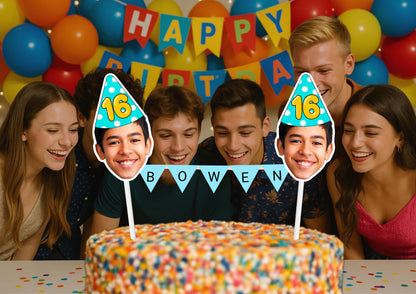 Personalized 18th Birthday Cake Topper: Custom Face & Name Bunting for Milestone Celebration