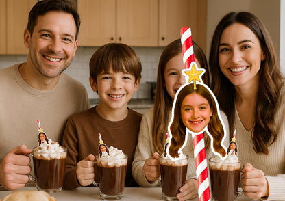 Personalised Christmas Party Straws Custom Face Toppers Festive Drinks Decoration Xmas Holiday Photo Tableware Gift