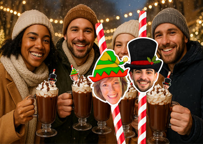 Personalised Christmas Party Straws Custom Face Toppers Festive Drinks Decoration Xmas Holiday Photo Tableware Gift