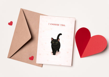 I Choose You Cat Valentine's Day Card | Cute Love Greeting for Pet Lovers | Romantic Feline Anniversary Gift