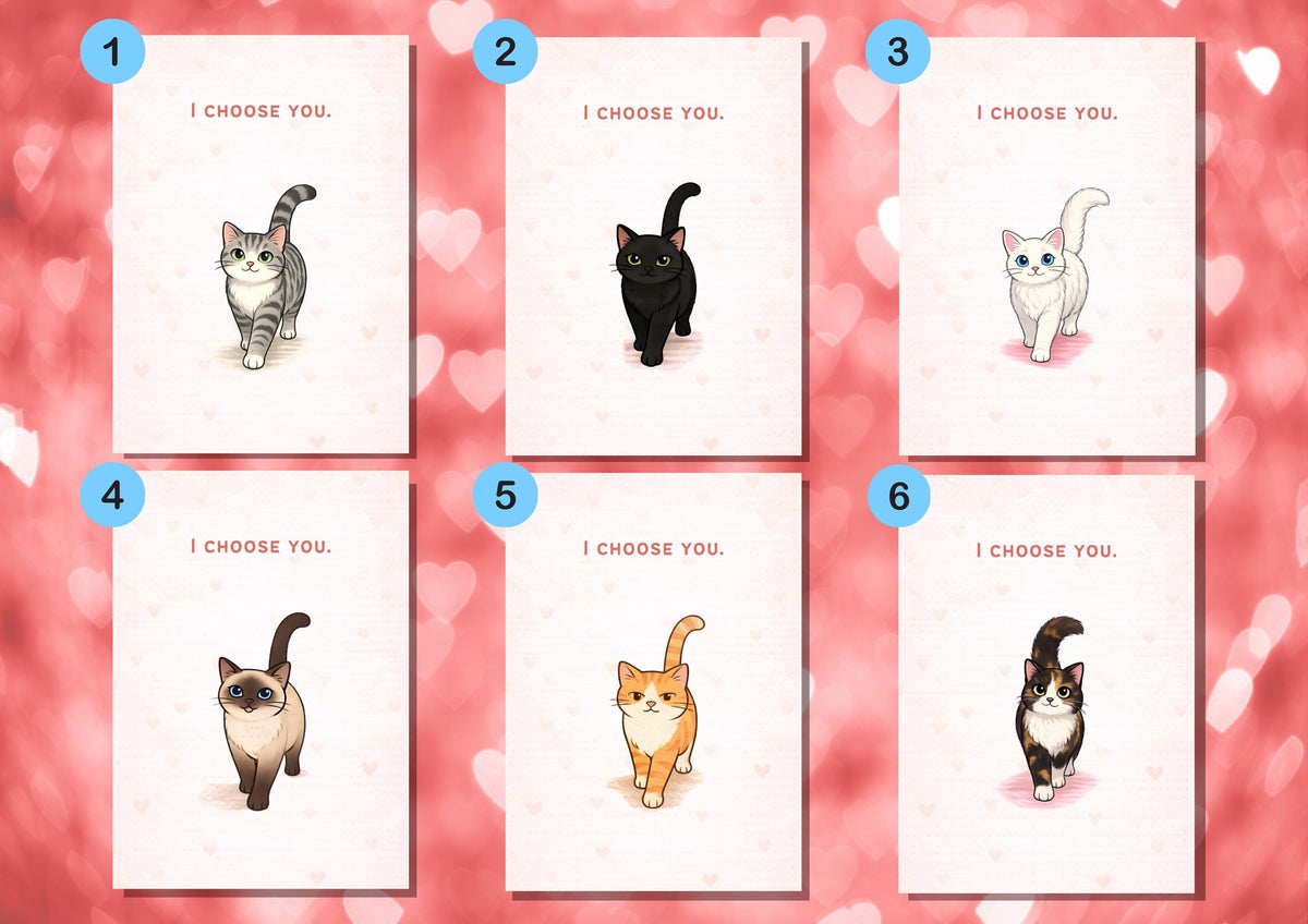 I Choose You Cat Valentine's Day Card | Cute Love Greeting for Pet Lovers | Romantic Feline Anniversary Gift