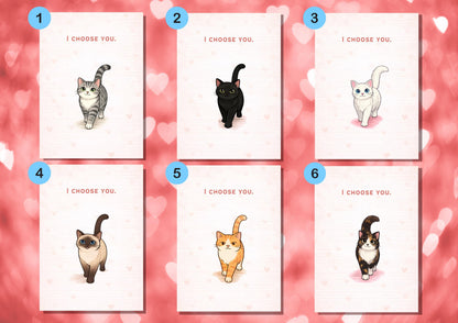 I Choose You Cat Valentine's Day Card | Cute Love Greeting for Pet Lovers | Romantic Feline Anniversary Gift