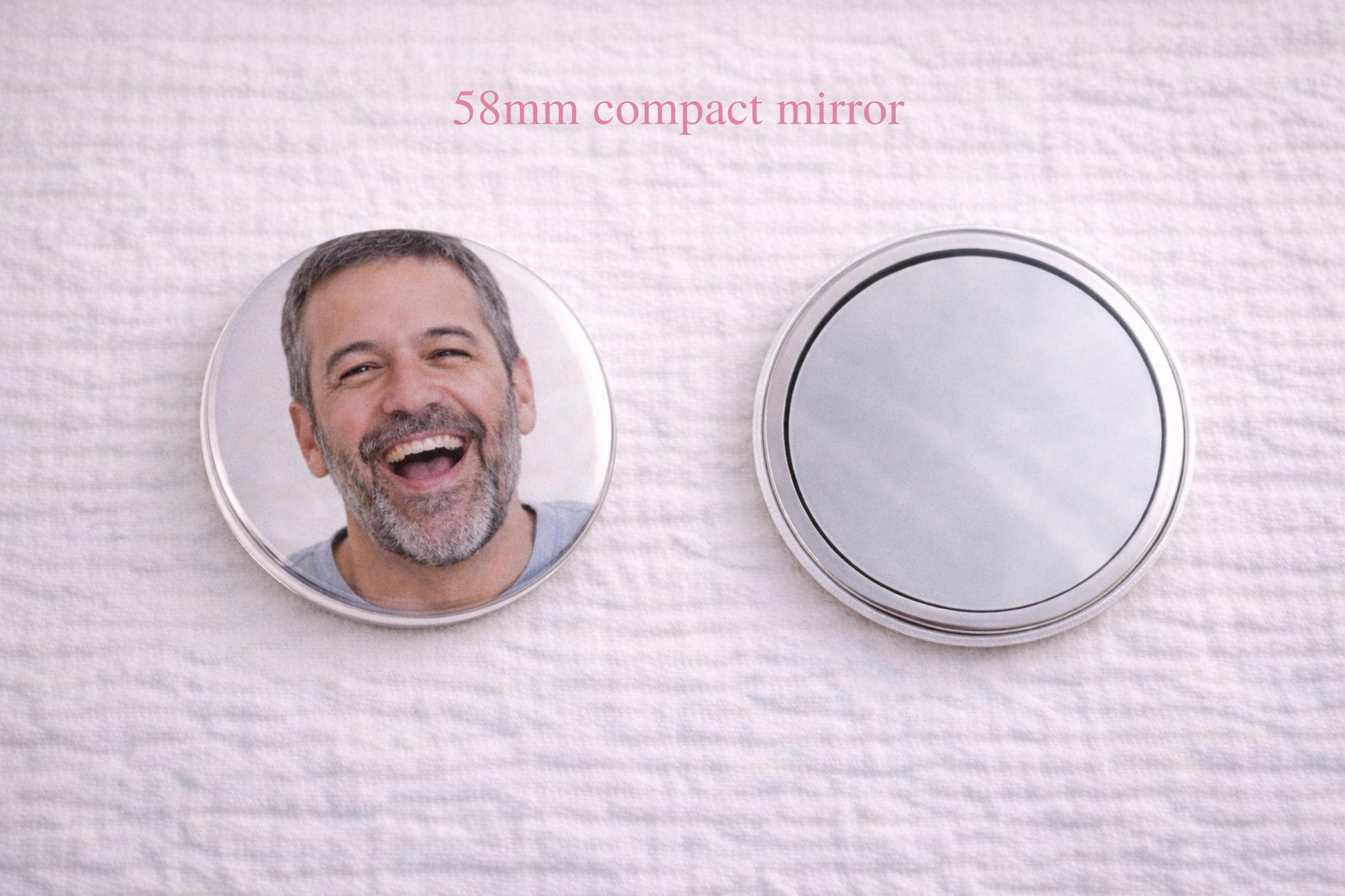 Personalised Pocket Mirror 58mm Custom Photo Compact Handbag Gift Funny Face Small Bridesmaid Present