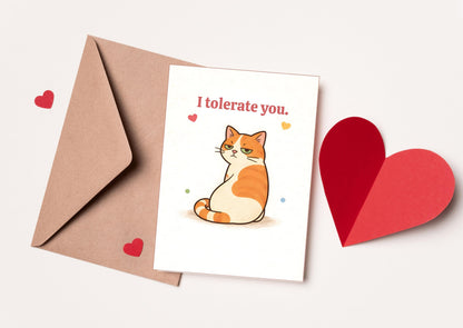I Tolerate You Cat Valentine's Day Card - Funny Pet Love Greeting for Animal Lovers