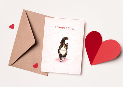 I Choose You Cat Valentine's Day Card | Cute Love Greeting for Pet Lovers | Romantic Feline Anniversary Gift