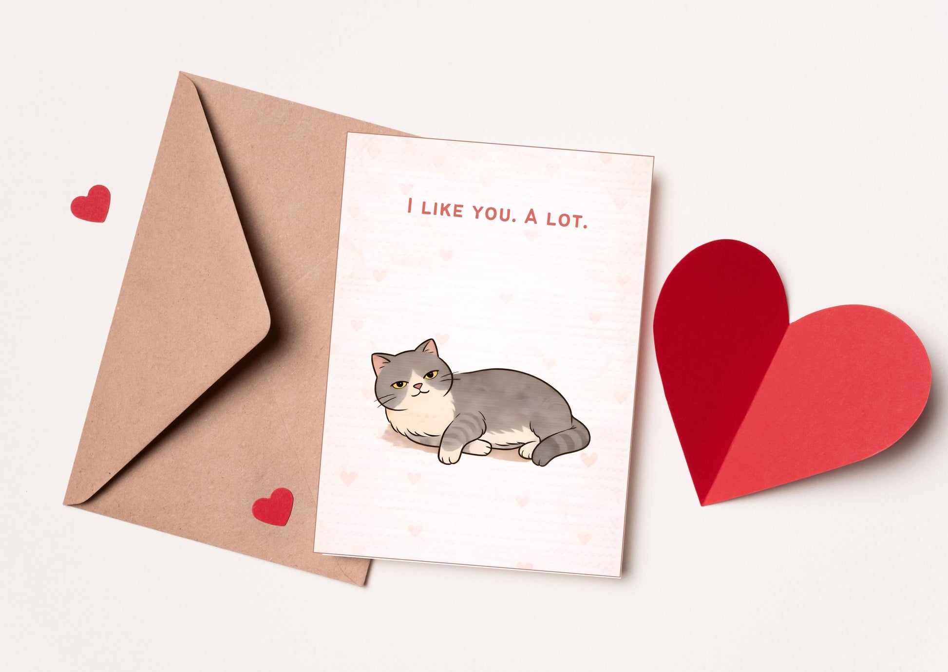 I Like You A Lot Cat Valentine's Day Card | Cute Funny Love Greeting