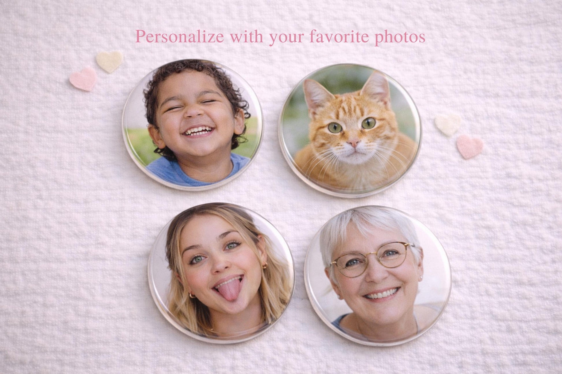Personalised Pocket Mirror 58mm Custom Photo Compact Handbag Gift Funny Face Small Bridesmaid Present