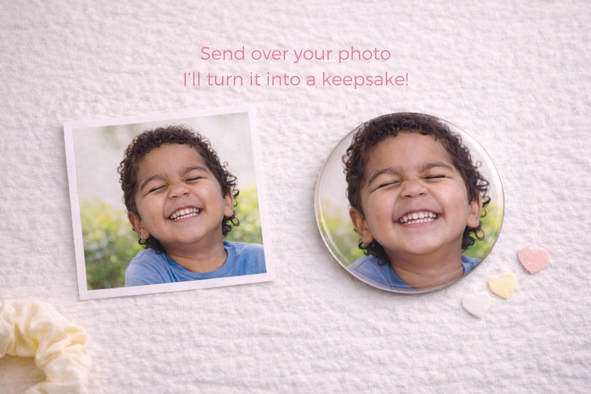 Personalised Pocket Mirror 58mm Custom Photo Compact Handbag Gift Funny Face Small Bridesmaid Present