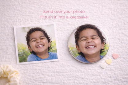 Personalised Pocket Mirror 58mm Custom Photo Compact Handbag Gift Funny Face Small Bridesmaid Present