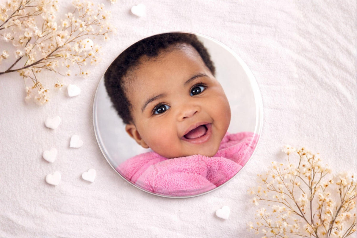 Personalised Pocket Mirror 58mm Custom Photo Compact Handbag Gift Funny Face Small Bridesmaid Present