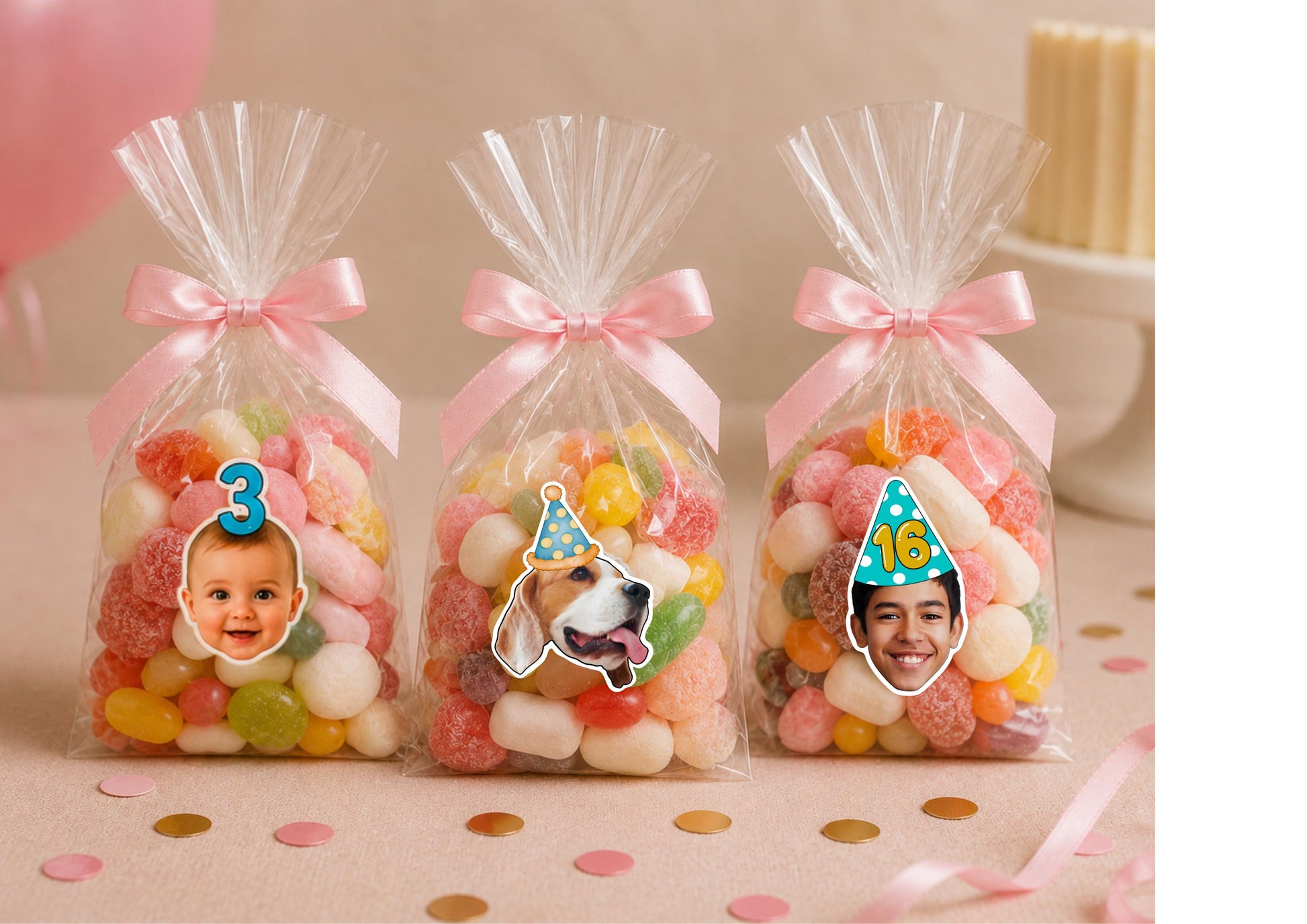 Custom Pet Face Stickers for Every Celebration | Birthday Wedding Baby Shower Pet Party Favour Labels
