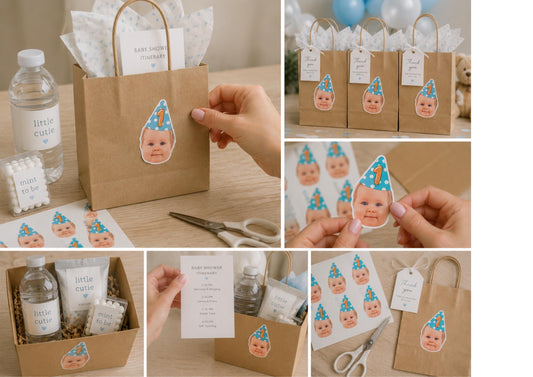Custom 1st birthday Face Stickers for Every Celebration | Birthday Wedding Baby Shower Pet Party Favour Labels