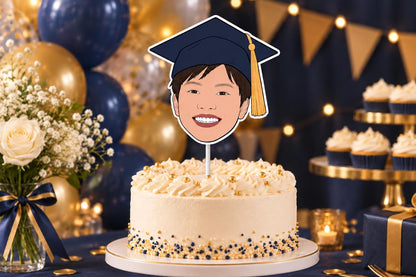 Personalised Illustrated Cake Topper - Custom Face Portrait from Photo, One or Two Heads