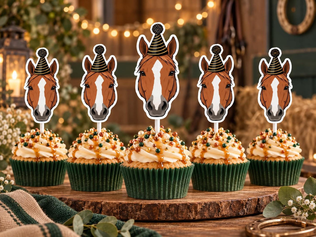 Personalized Pet Cupcake Toppers - Custom Illustrated Dog or Cat Portrait Party Decorations for Birthdays