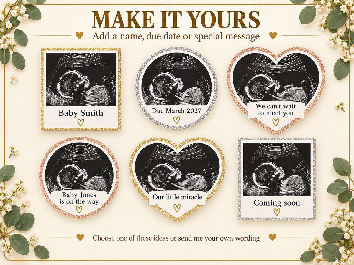 Personalised Baby Scan Cake Topper - Custom Ultrasound Photo for Baby Shower, Pregnancy Announcement & Gender Reveal